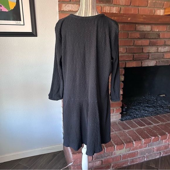 Free People Beach Blossom Button Up Ribbed Mini Dress in Black Sz S - Picture 6 of 7